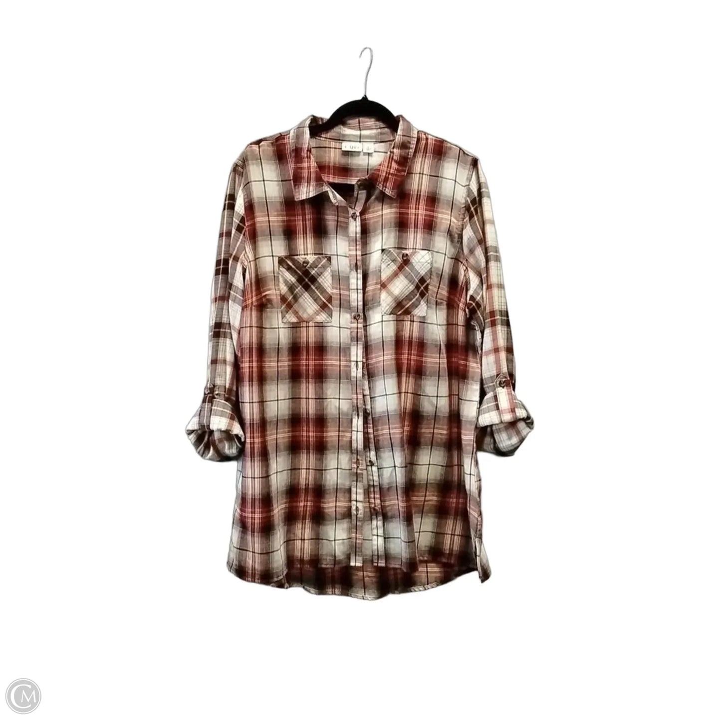 Top Long Sleeve By Cato In Plaid Pattern, Size: Xl