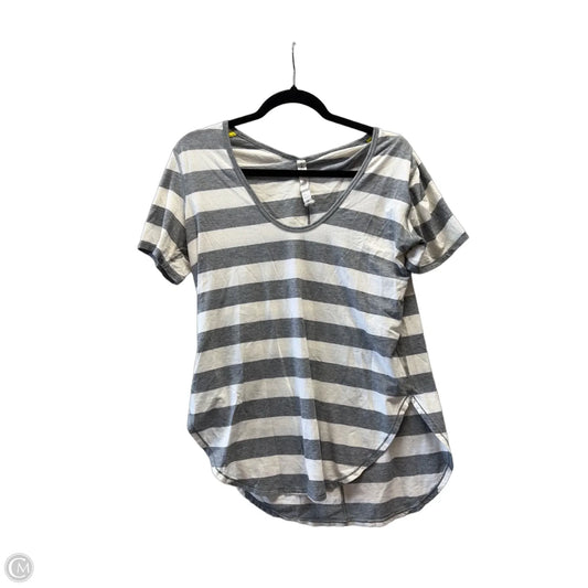 Athletic Top Short Sleeve By Lululemon In Striped Pattern, Size: M