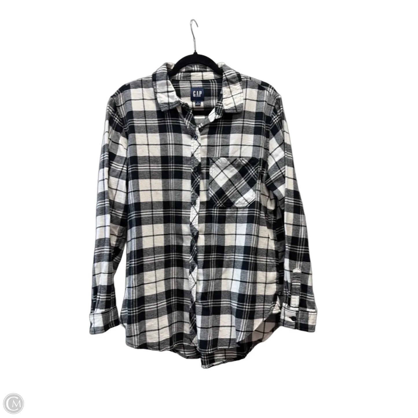 Top Long Sleeve By Gap In Plaid Pattern, Size: L