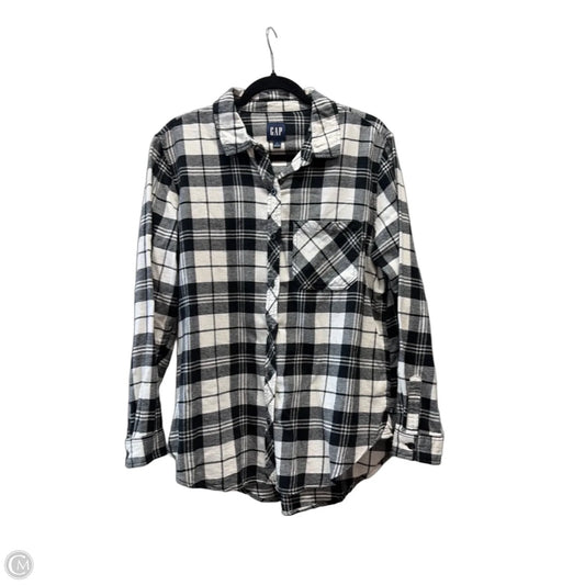 Top Long Sleeve By Gap In Plaid Pattern, Size: L