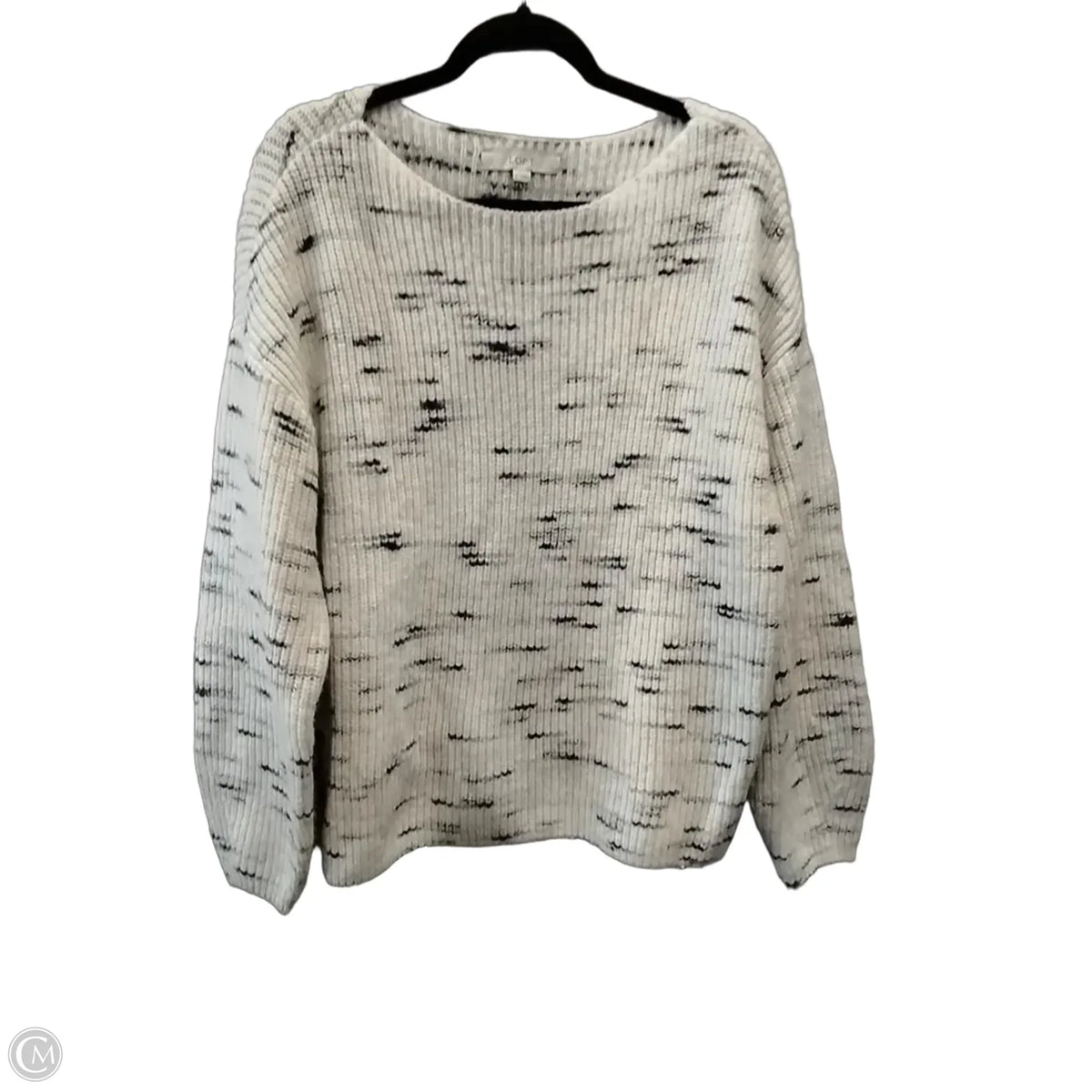 Sweater By Loft In Grey & White, Size: L