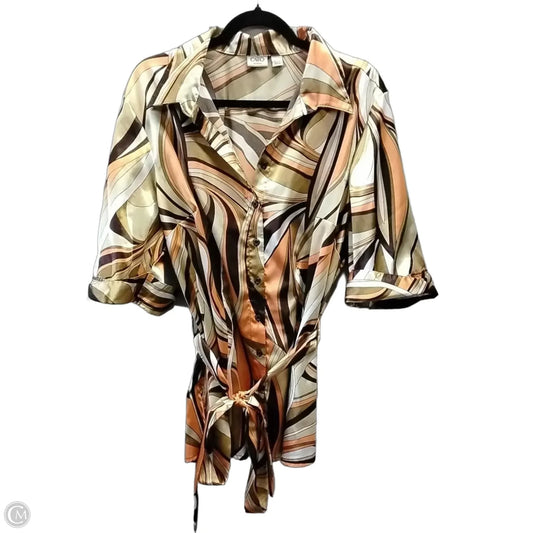 Blouse Long Sleeve By Cato In Brown, Size: 3x