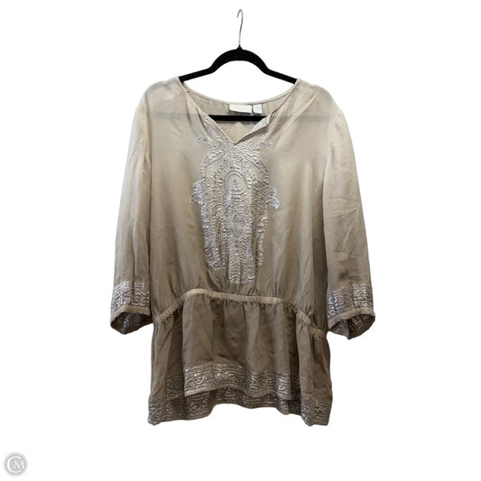 Blouse Long Sleeve By Chicos In Brown, Size: L