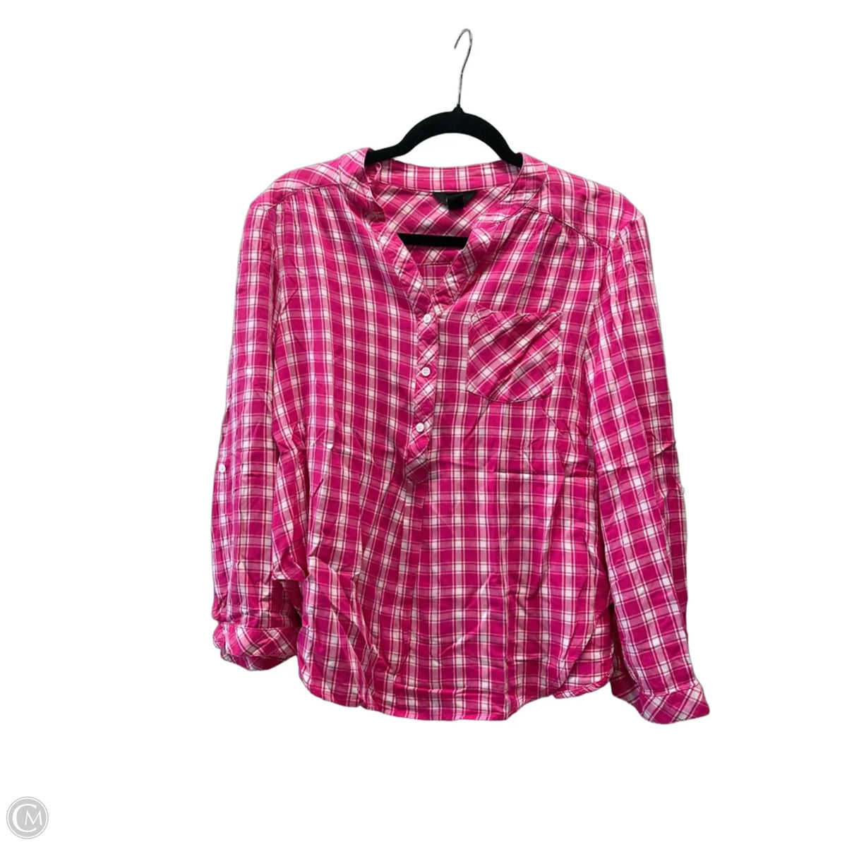 Blouse Long Sleeve By Intro In Plaid Pattern, Size: M