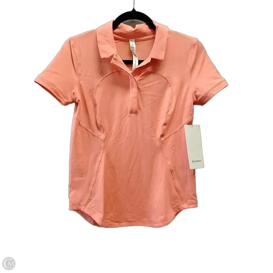 Athletic Top Short Sleeve By Lululemon In Orange, Size: S