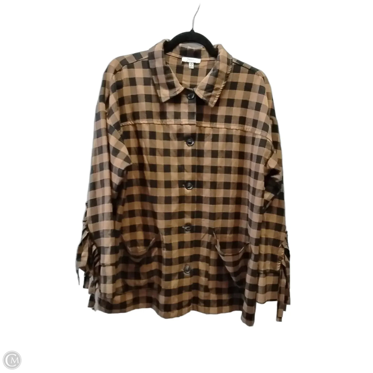 Top Long Sleeve By Jodifl In Plaid Pattern, Size: M