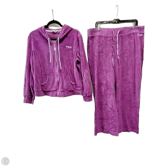 Athletic Pants 2pc By Fila In Purple, Size: Xl