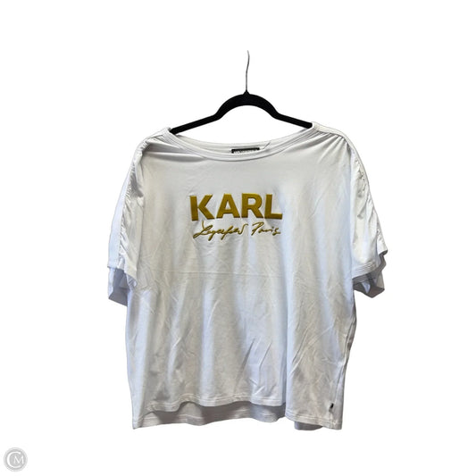 Top Short Sleeve Designer By Karl Lagerfeld In White, Size: Xl