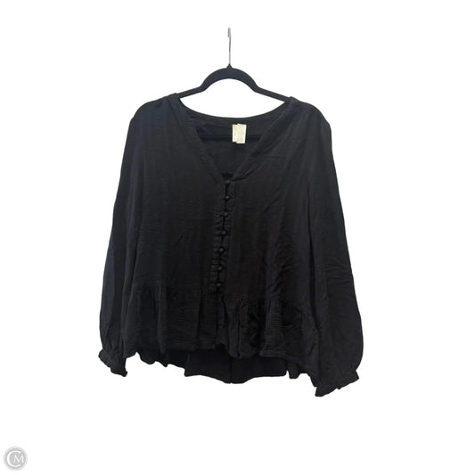 Blouse Long Sleeve By Japna In Black, Size: M