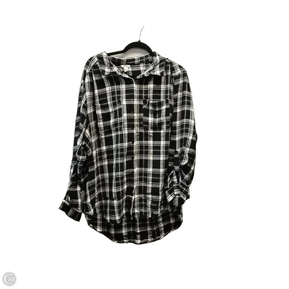 Top Long Sleeve By Cato In Plaid Pattern, Size: 1x