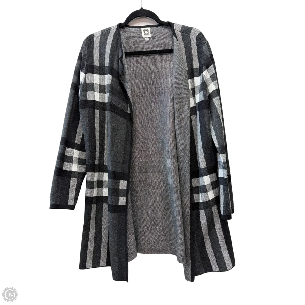 Cardigan By Anne Klein In Plaid Pattern, Size: L