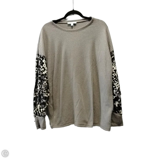 Top Long Sleeve By She + Sky In Brown, Size: 1x