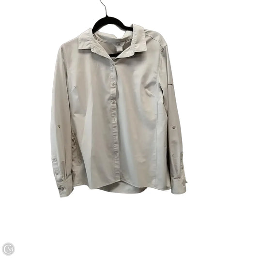 Athletic Top Long Sleeve Collar By Ascend In Grey, Size: L