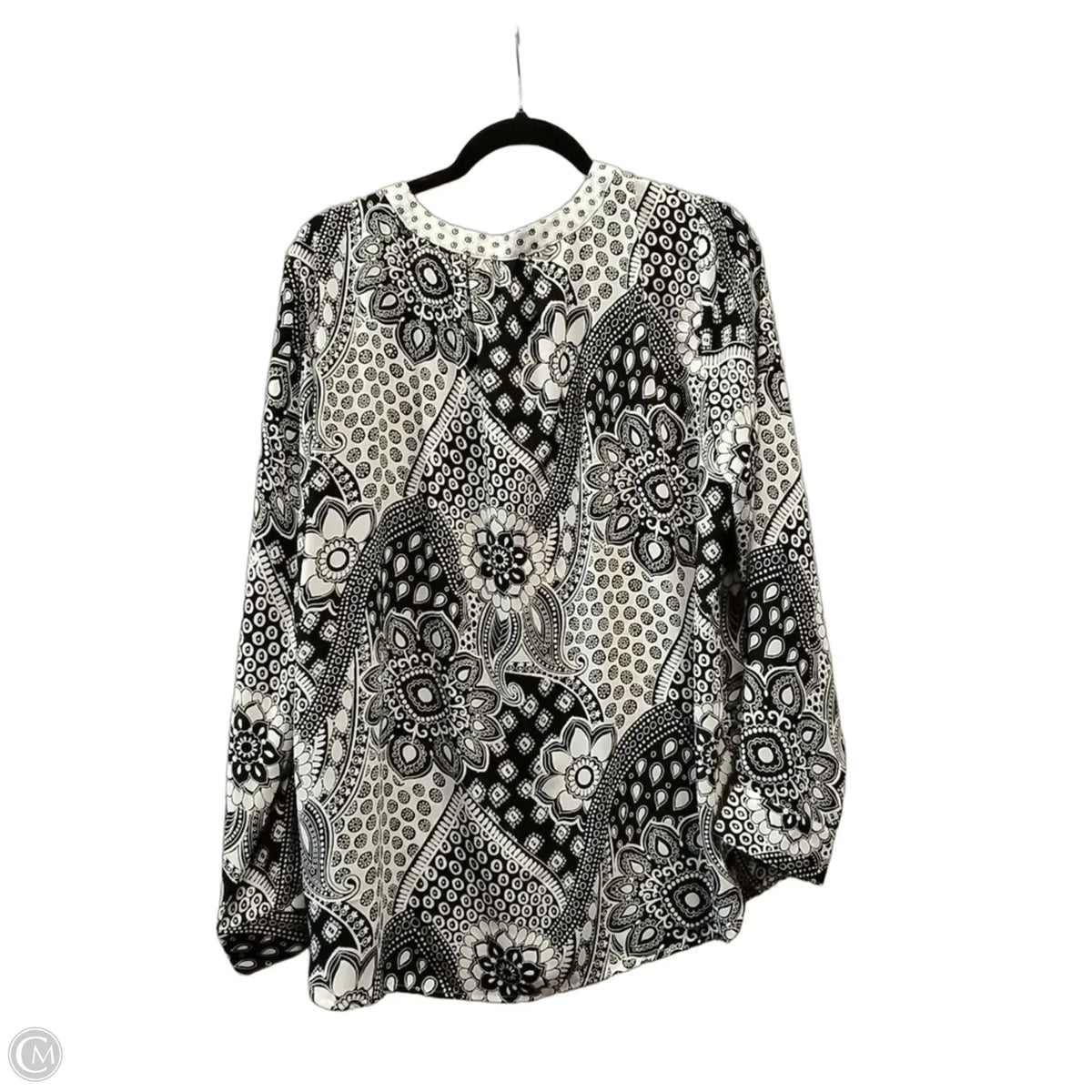 Blouse Long Sleeve By Loft In Black & White, Size: L