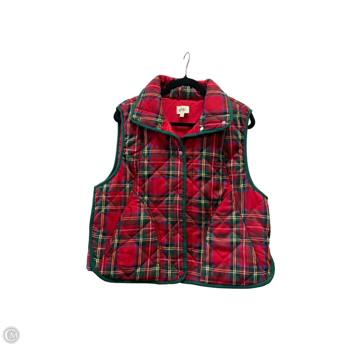 Vest Puffer & Quilted By Bibi In Plaid Pattern, Size: S