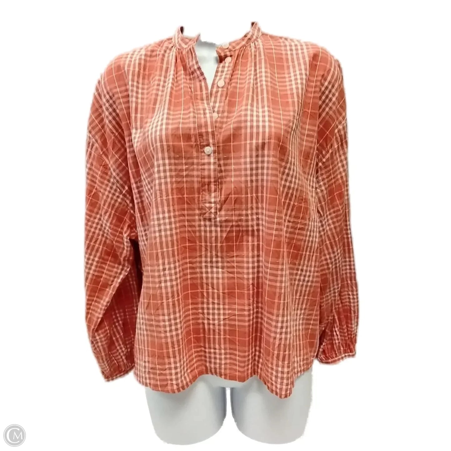Top Short Sleeve By Universal Thread In Plaid Pattern, Size: Xs