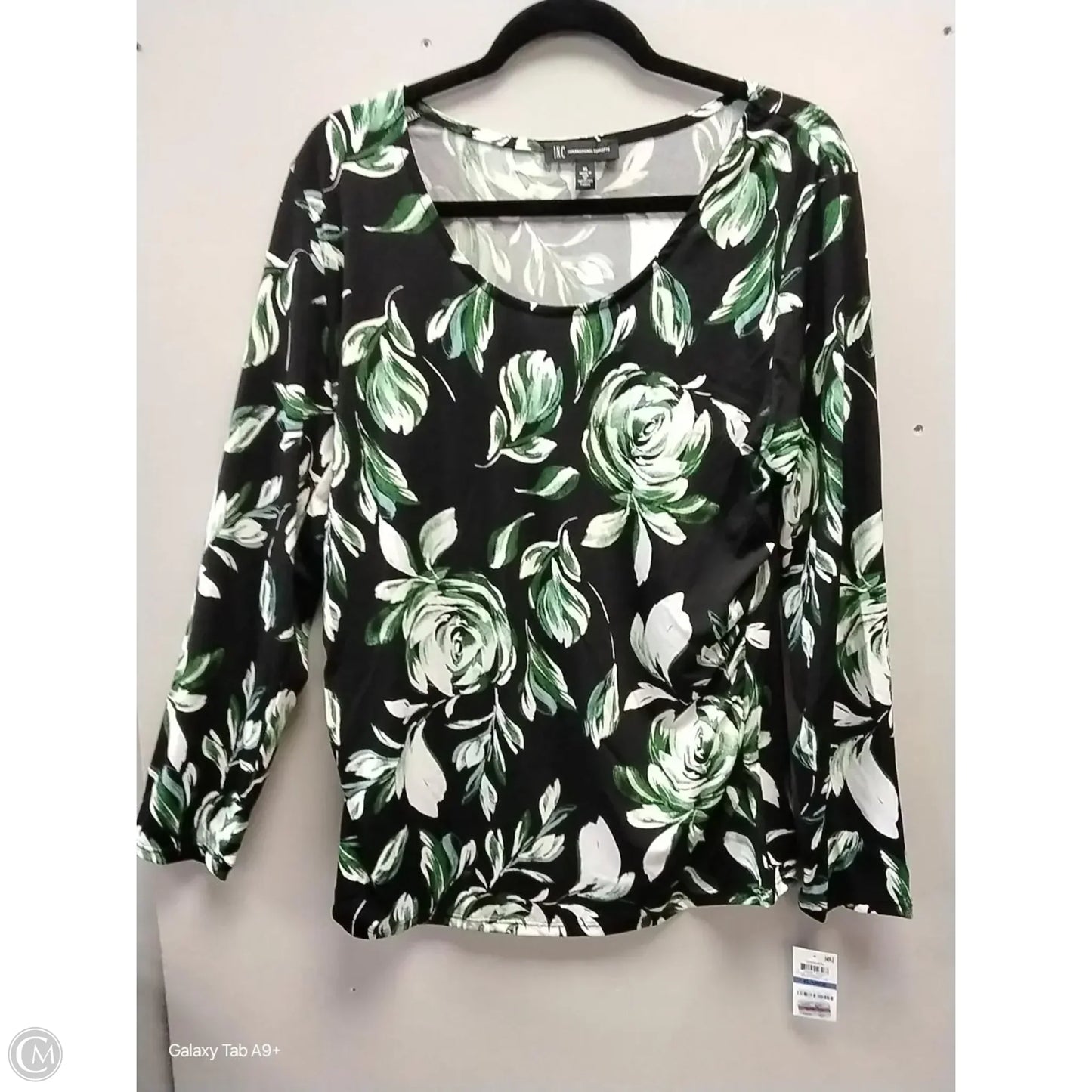 Top Long Sleeve By International Concepts In Floral Print, Size: Xl