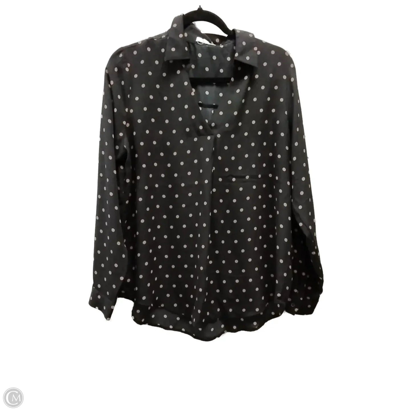 Blouse Long Sleeve By Maurices In Polkadot Pattern, Size: L