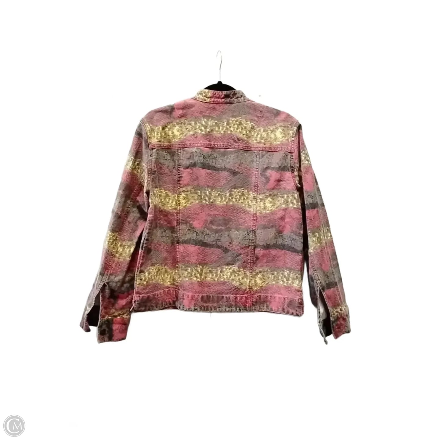 Jacket Denim By Chicos In Snakeskin Print, Size: 1