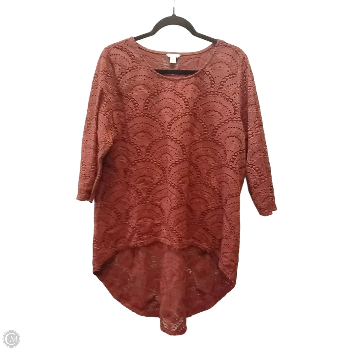 Top 3/4 Sleeve By Cato In Red, Size: Xl