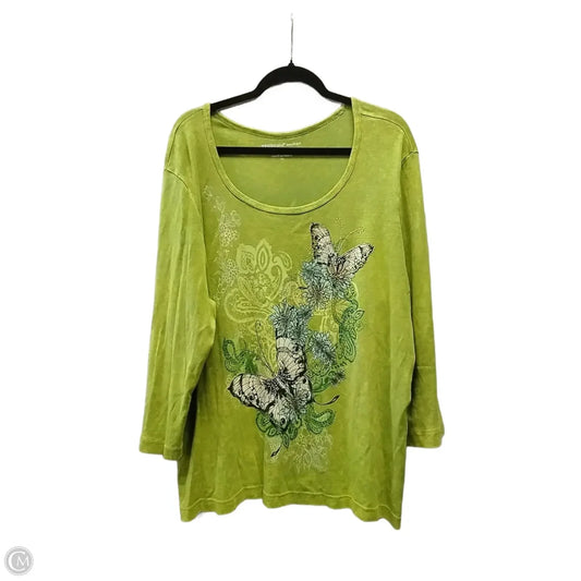 Top 3/4 Sleeve By West Bound In Green, Size: 2x