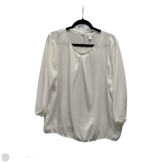 Blouse Long Sleeve By Cato In White, Size: Xl