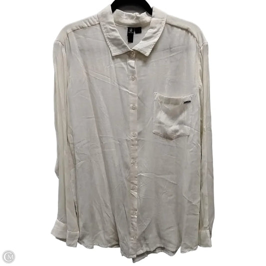 Top Long Sleeve By Volcom In White, Size: Xl