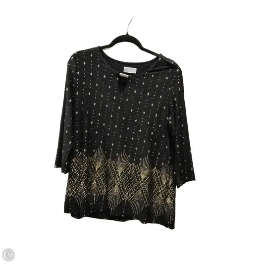 Top 3/4 Sleeve By Jm Collections In Black, Size: L