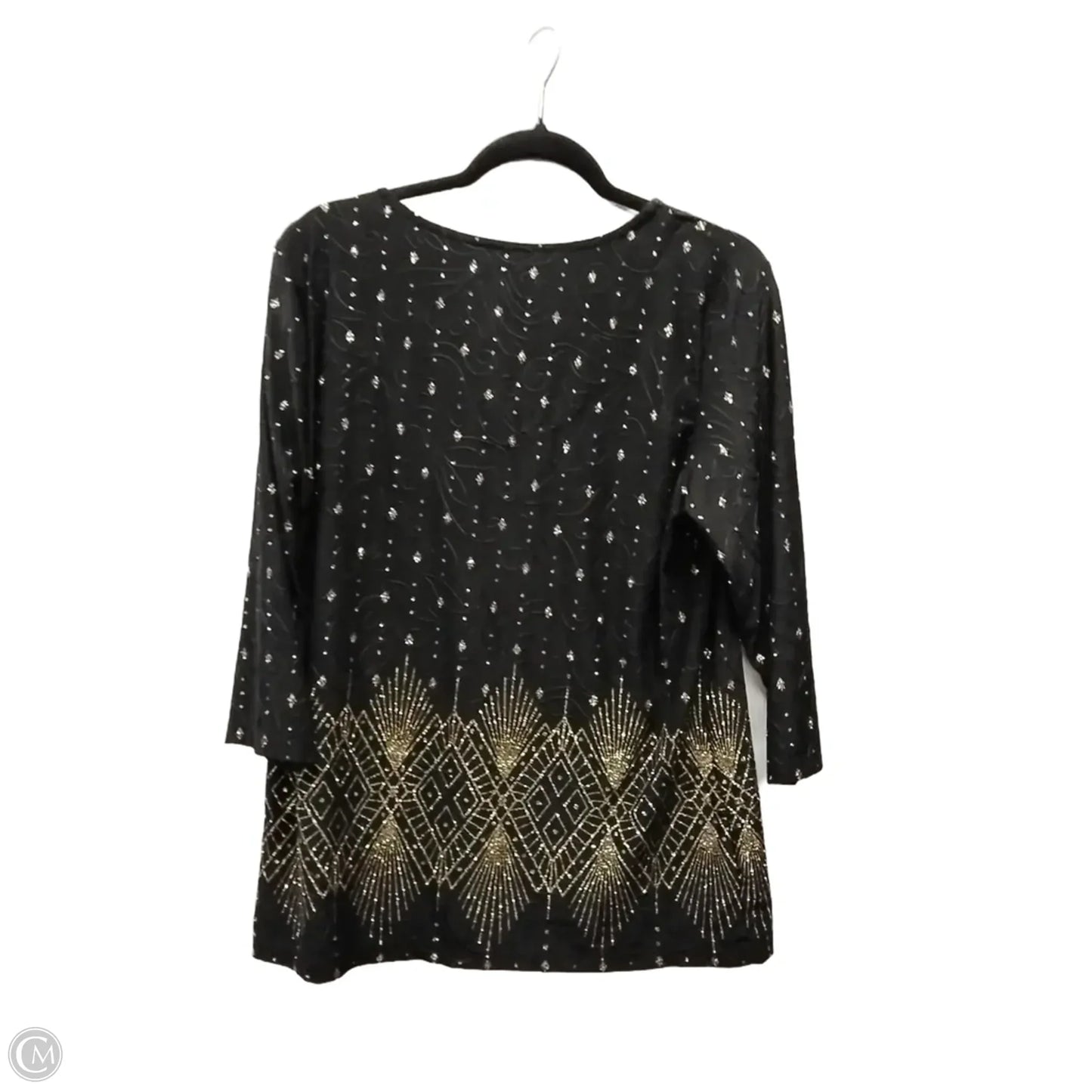 Top 3/4 Sleeve By Jm Collections In Black, Size: L