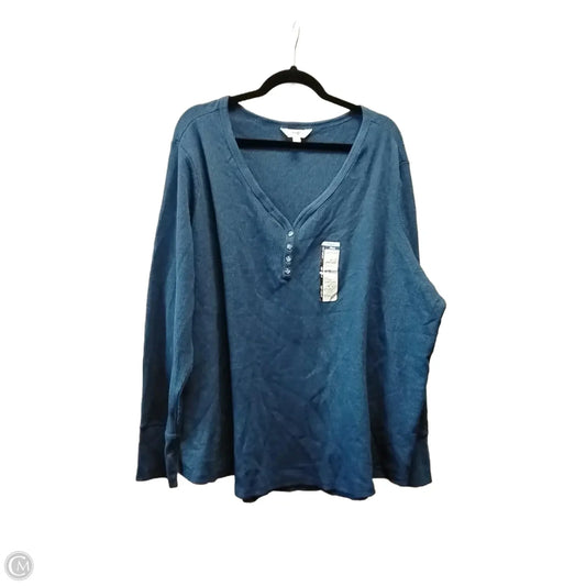 Top Long Sleeve By Terra & Sky In Blue, Size: 4x