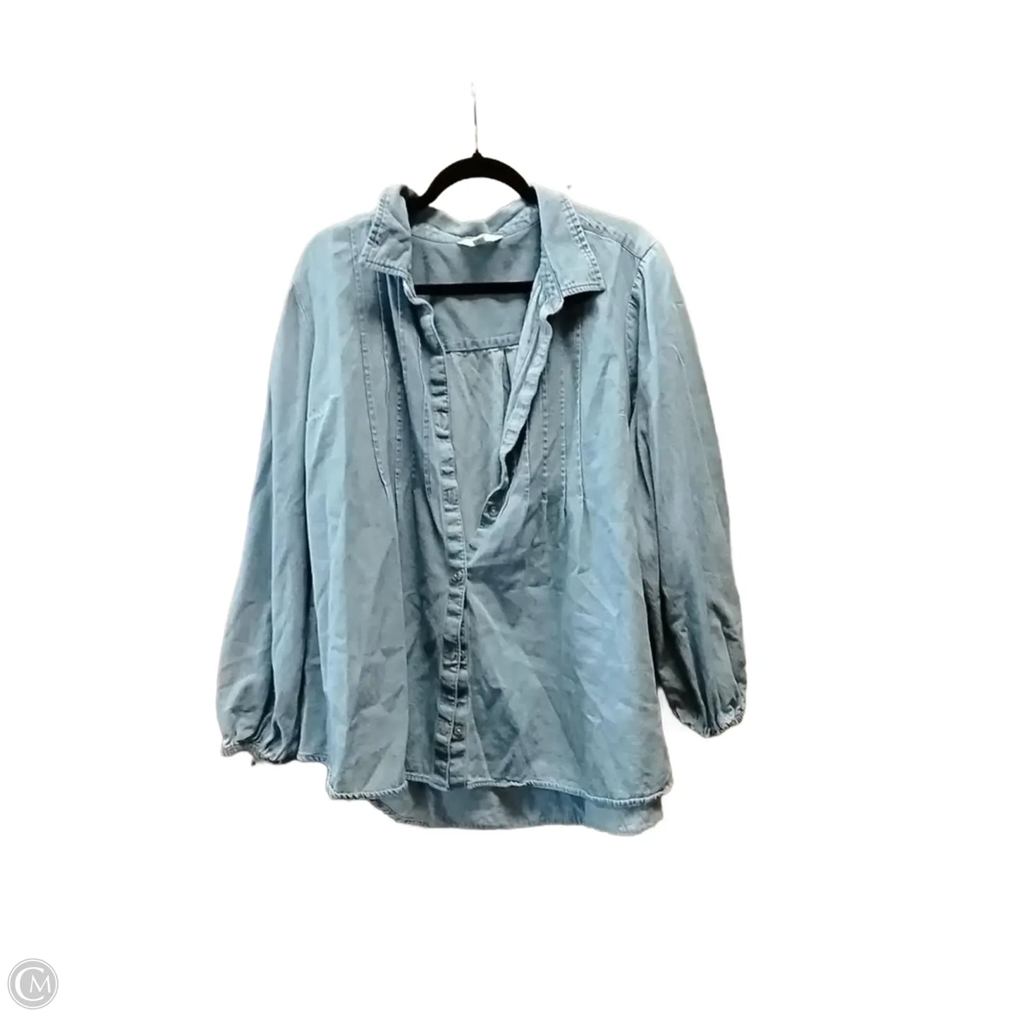 Top Long Sleeve By Terra & Sky In Blue Denim, Size: 3x