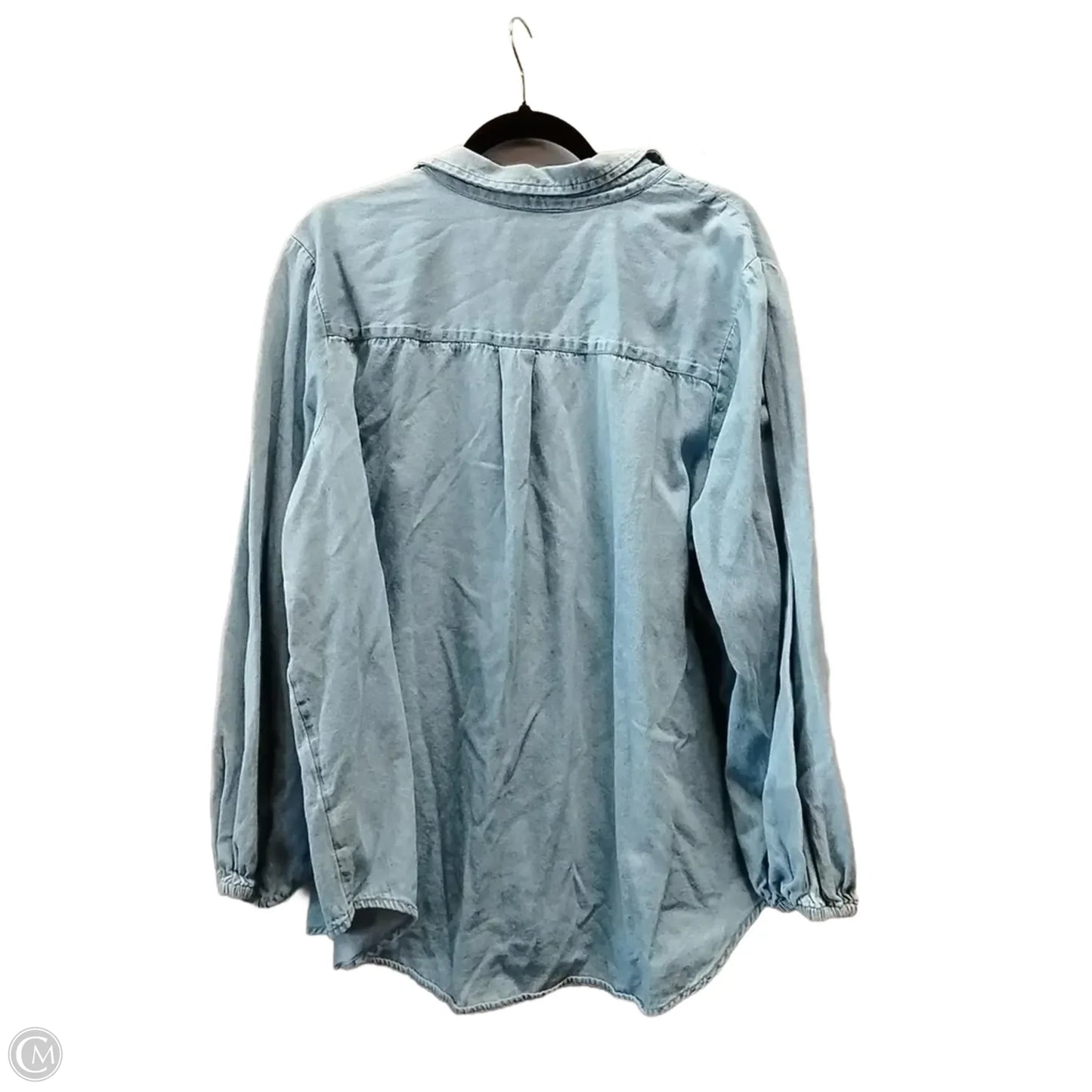 Top Long Sleeve By Terra & Sky In Blue Denim, Size: 3x