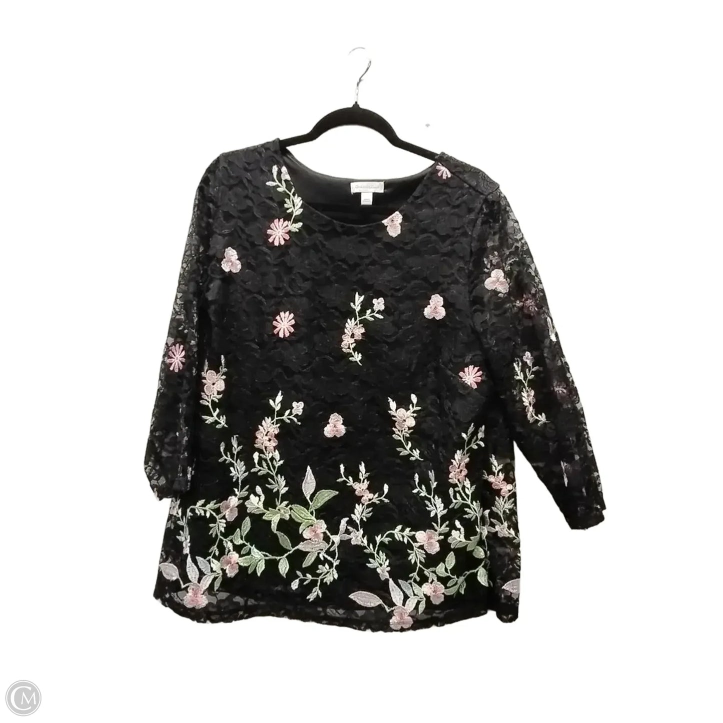 Top Long Sleeve By Charter Club In Black, Size: Xl