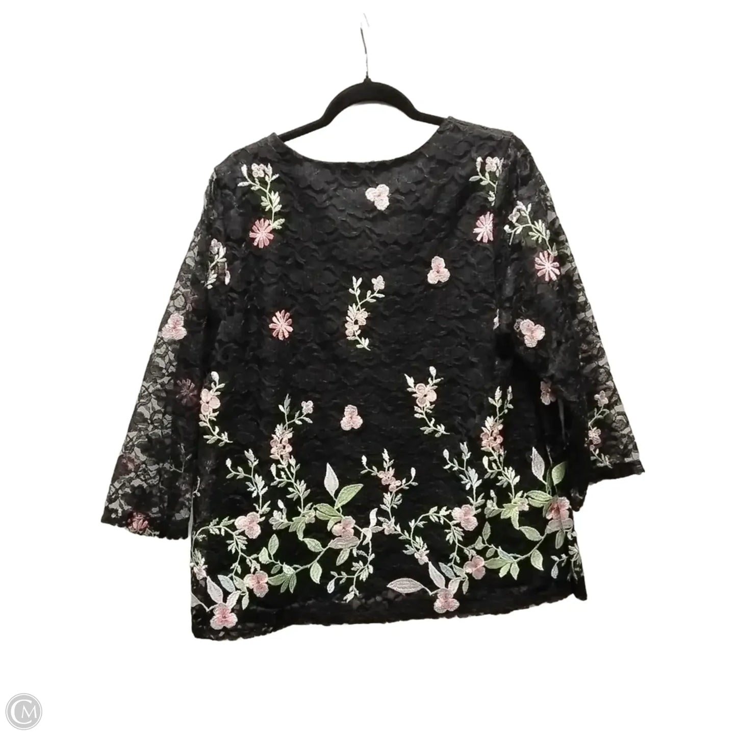 Top Long Sleeve By Charter Club In Black, Size: Xl