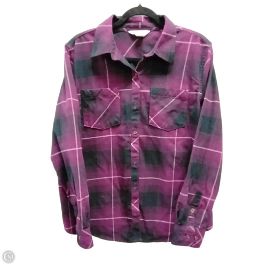 Top Long Sleeve By Natural Reflections In Plaid Pattern, Size: L