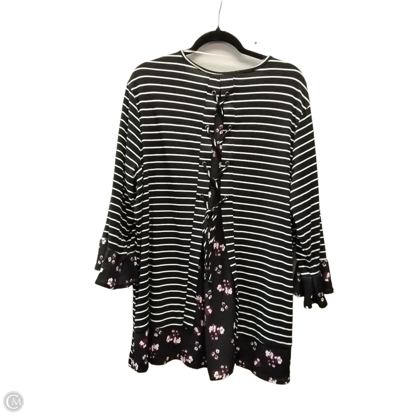 Top Long Sleeve By Terra & Sky In Striped Pattern, Size: 2x