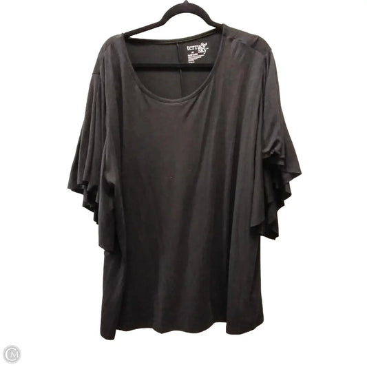 Top Short Sleeve By Terra & Sky In Black, Size: 2x
