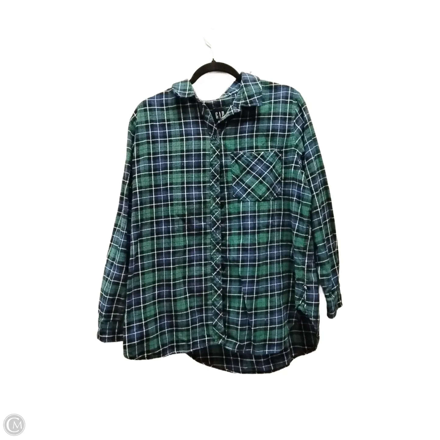 Top Long Sleeve By Gap In Plaid Pattern, Size: M