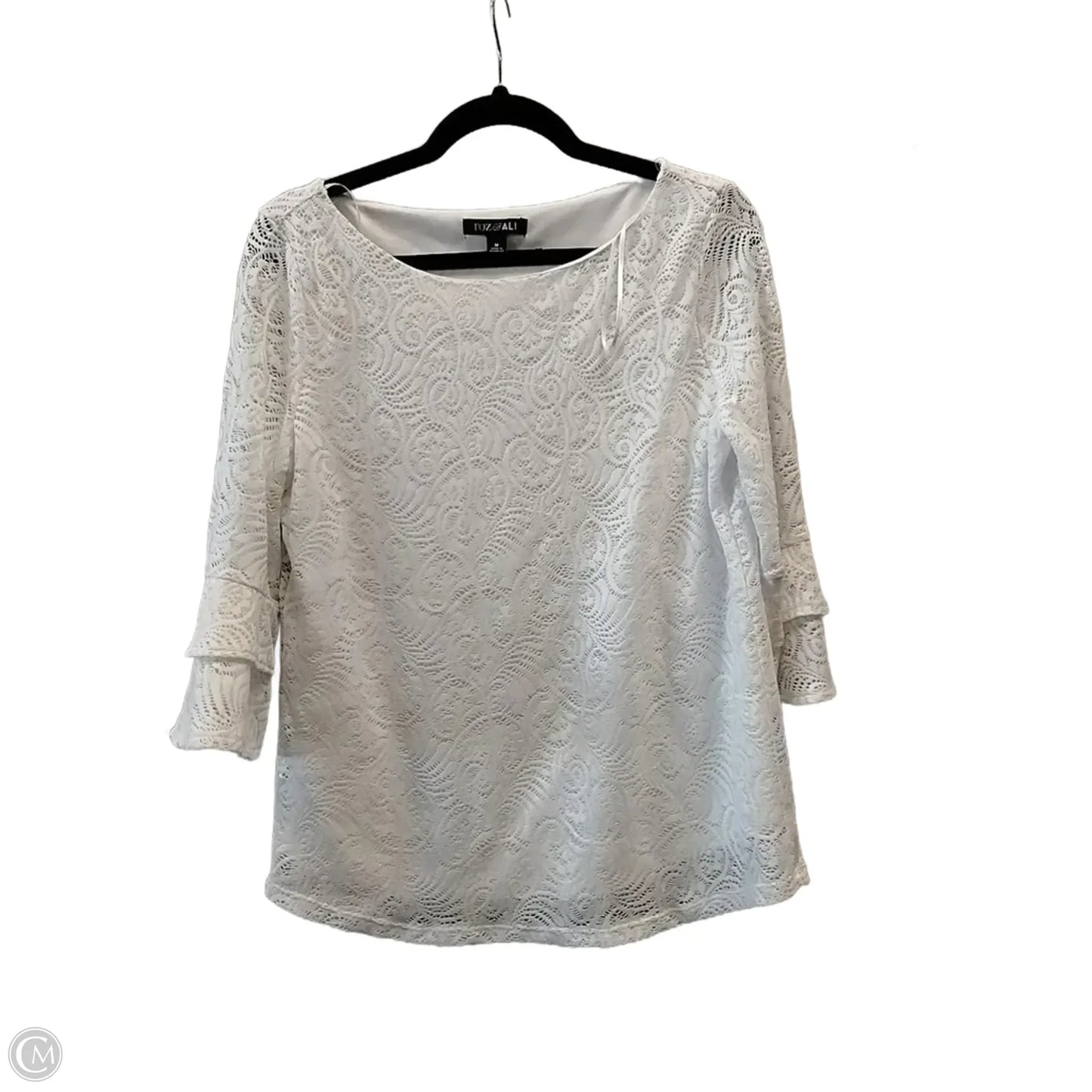 Top Long Sleeve By Roz And Ali In White, Size: M