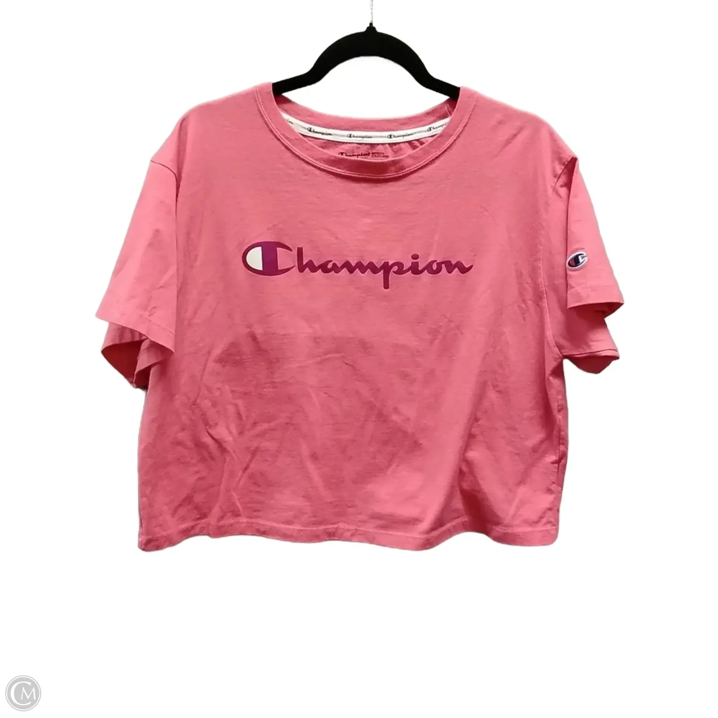 Athletic Top Short Sleeve By Champion In Pink, Size: L