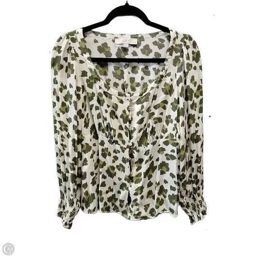 Blouse Long Sleeve By Loft In Animal Print, Size: Mp