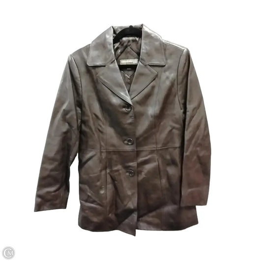 Jacket Leather By Valerie Stevens In Brown, Size: Mp