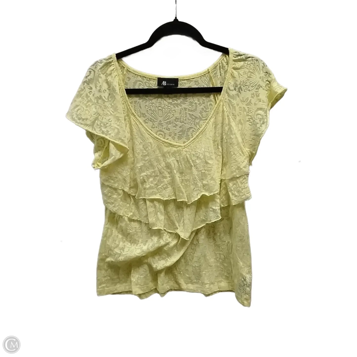 Top Short Sleeve By Ab Studio In Yellow, Size: M