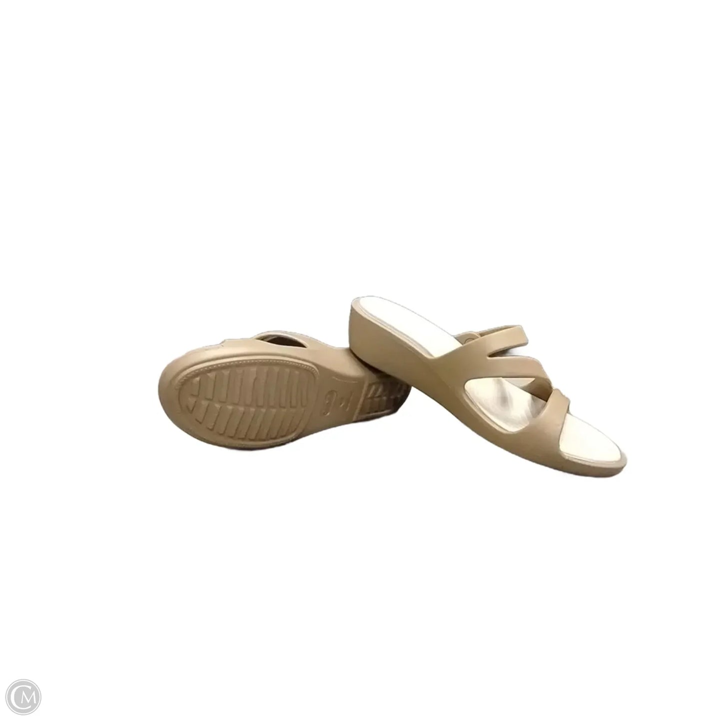 Sandals Flats By Crocs In Tan, Size: 6