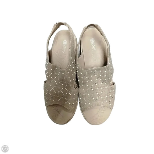 Sandals Heels Wedge By Bzees In Beige, Size: 10