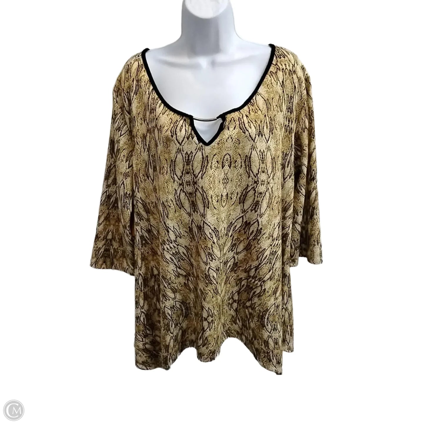 Blouse 3/4 Sleeve By Clothes Mentor In Animal Print, Size: 3x