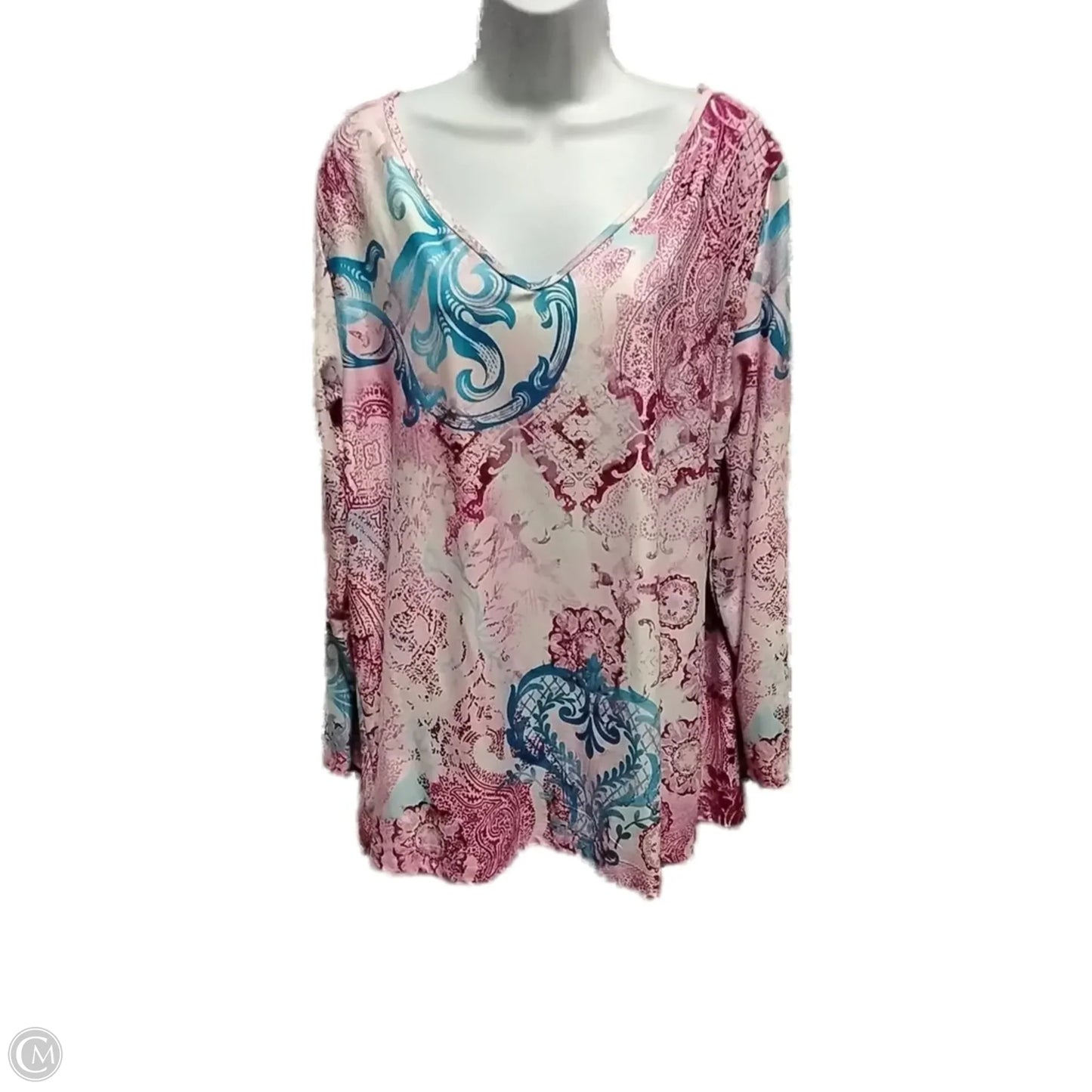 Blouse Long Sleeve By Clothes Mentor In Pink, Size: 1x