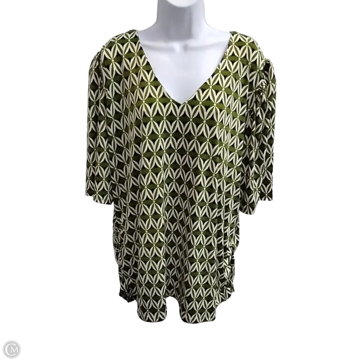 Blouse Short Sleeve By Cato In Green, Size: 26