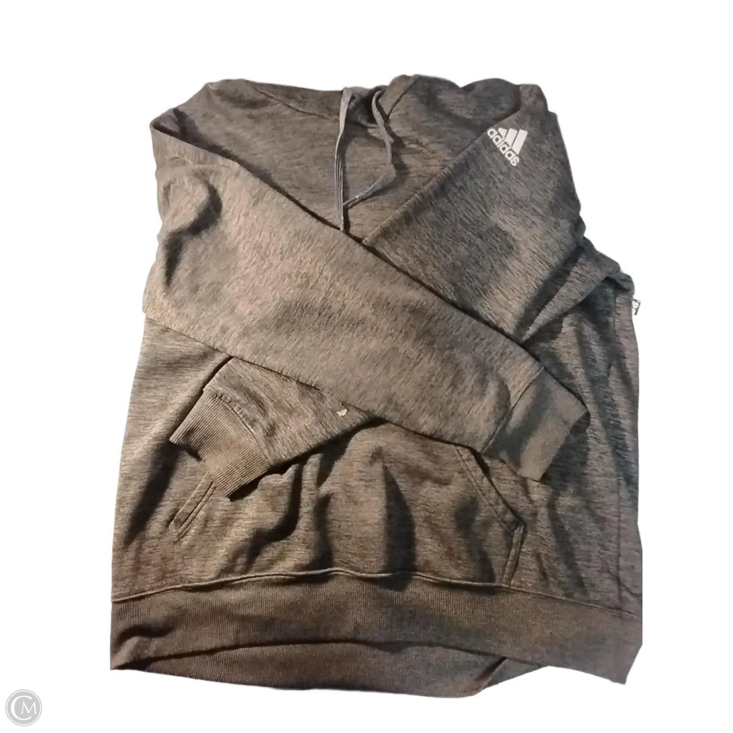 Athletic Top Long Sleeve Hoodie By Adidas In Grey, Size: Xl