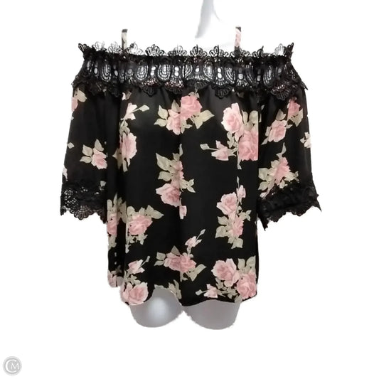 Blouse Short Sleeve By Iz Byer In Floral Print, Size: Xl